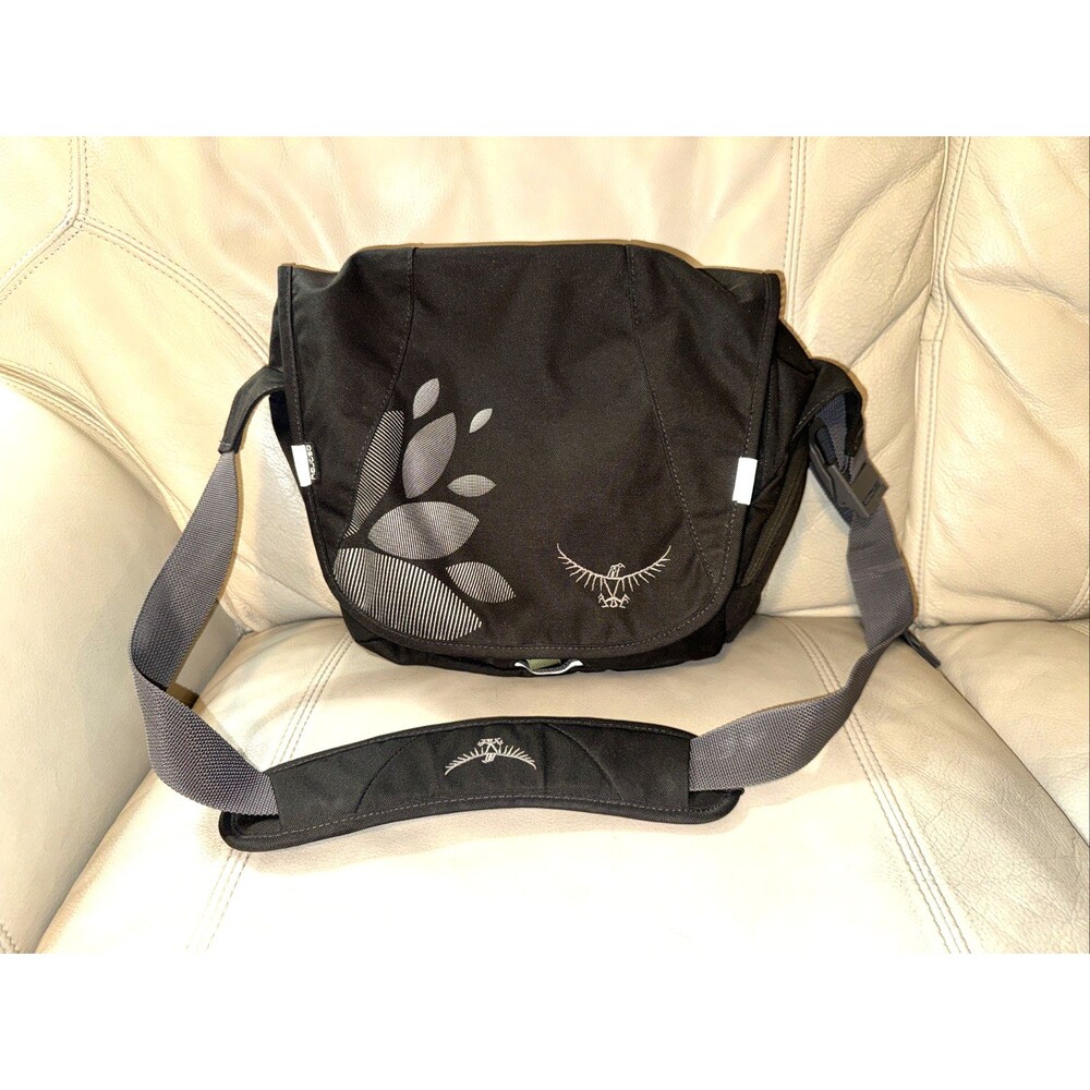Osprey Flap Jill Mini Courier Messenger Bag  Shoulder Strap Black Gray